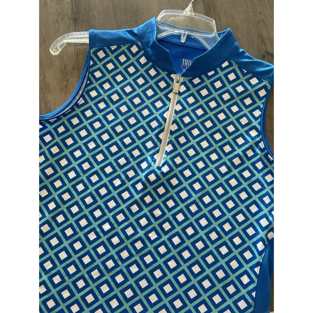 Tail Activewear Sleeveless Golf Polo Geometric Pattern Zip Mock Neck Size S